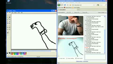 Прикол в видео чате . Рисует онлайн